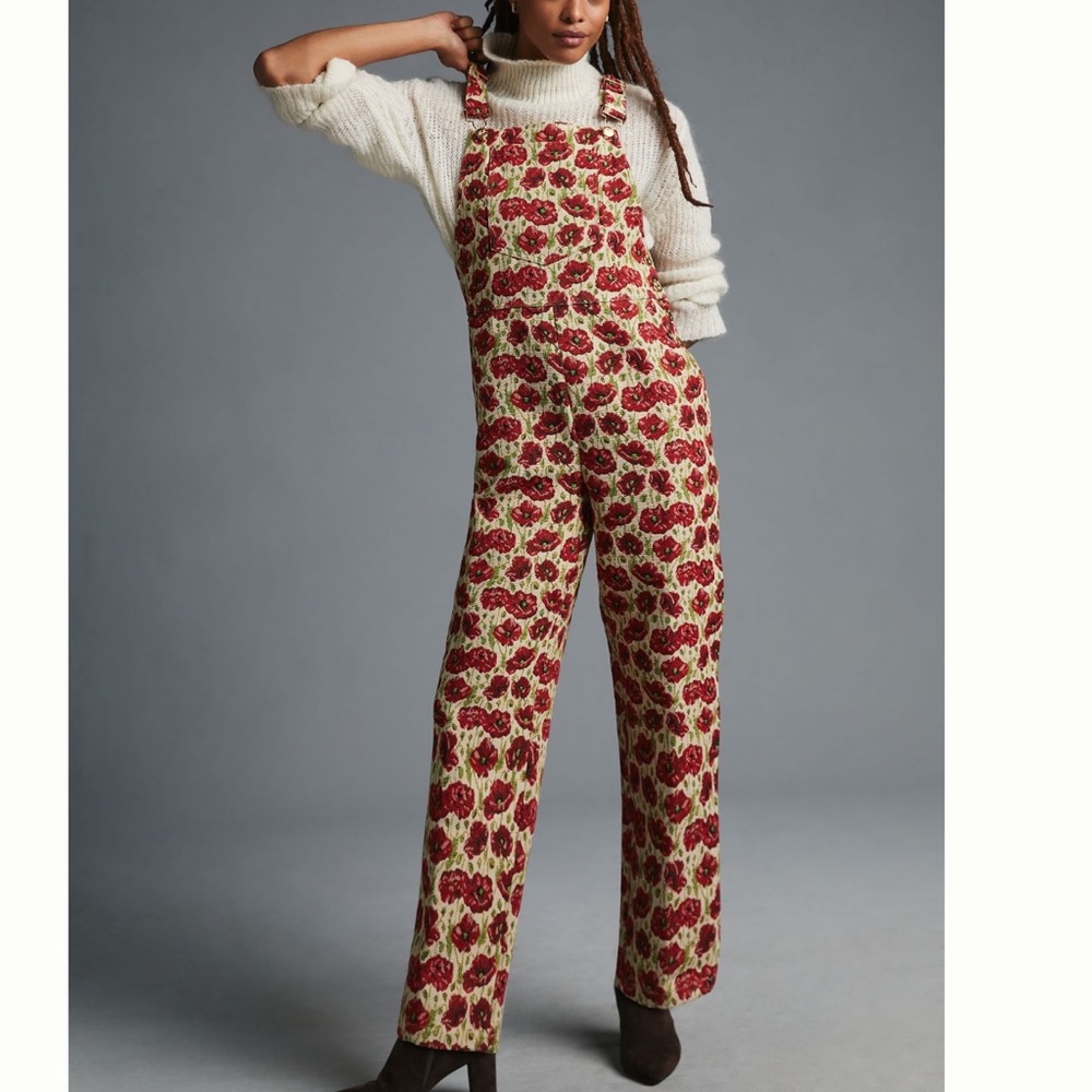 NWT Anthropologie Meadows floral tapestry overalls
